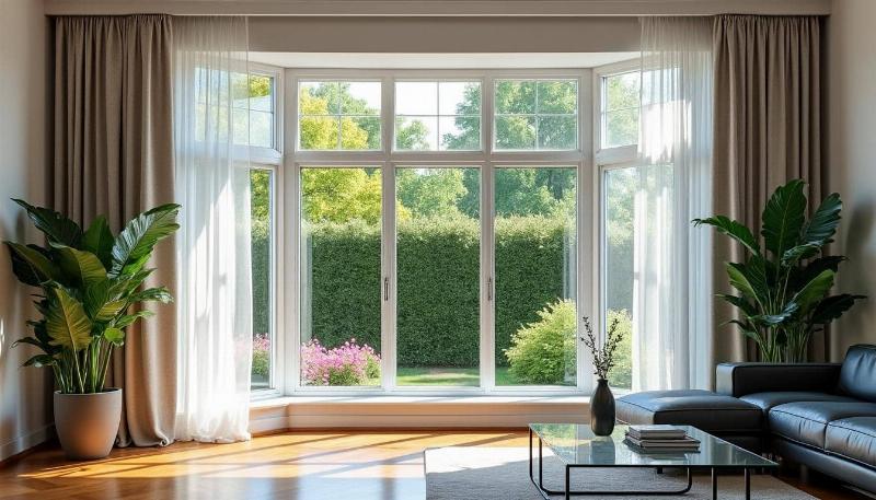 Maison japonaise moderne en bois avec grandes baies vitrées inondant l’intérieur de lumière naturelle, minimalisme et harmonie